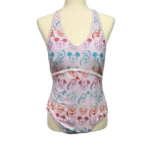 Disney Swimsuit Womens Size Large Minnie Mouse Tropical One Piece Multicolor